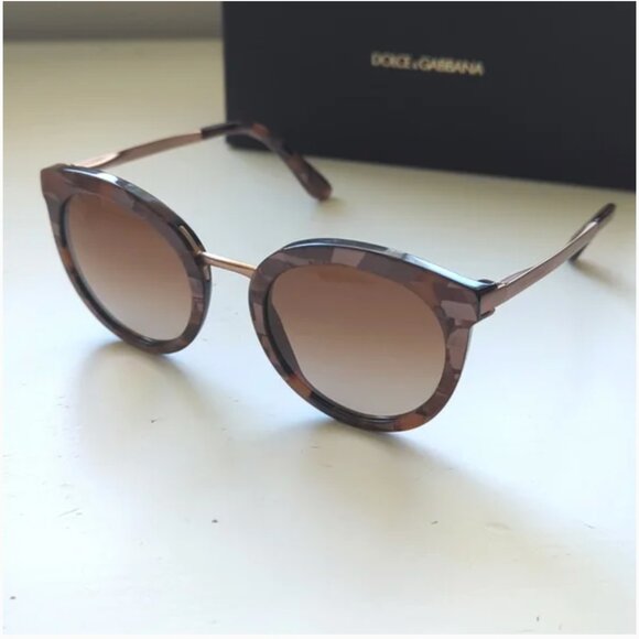 Dolce & Gabbana D&G Brown Tortoise Shell Rose Gold Sunglasses Shades